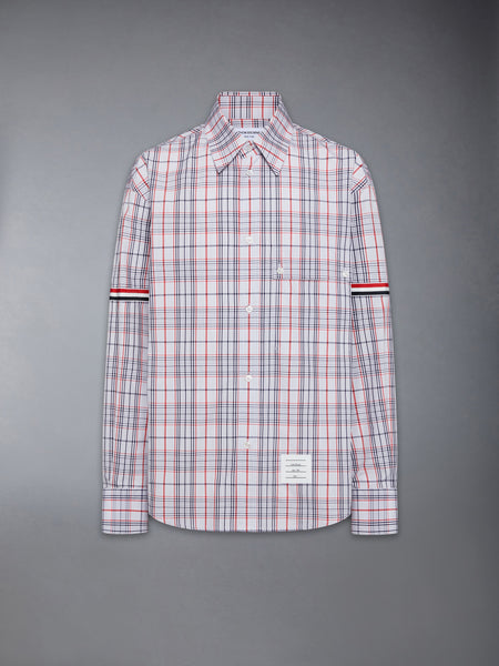 PLAID CHECK POPLIN ARMBAND OVERSIZED SHIRT RWBWHT