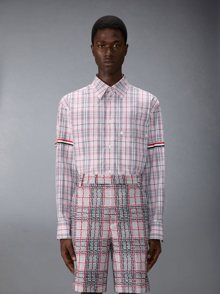 PLAID CHECK POPLIN ARMBAND OVERSIZED SHIRT RWBWHT