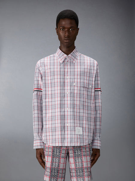 PLAID CHECK POPLIN ARMBAND OVERSIZED SHIRT RWBWHT