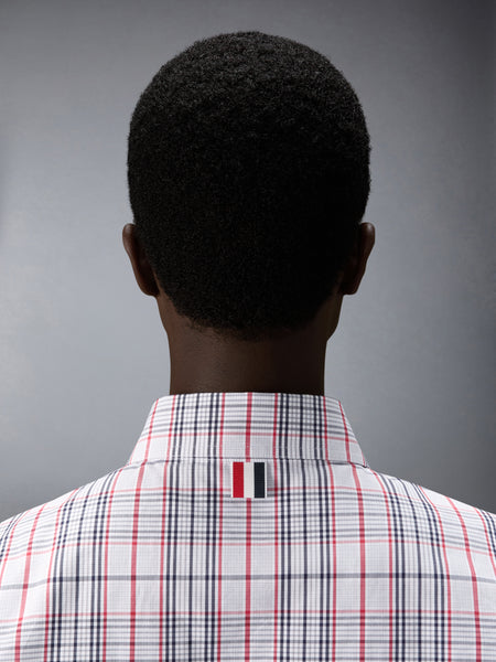 PLAID CHECK POPLIN ARMBAND OVERSIZED SHIRT RWBWHT