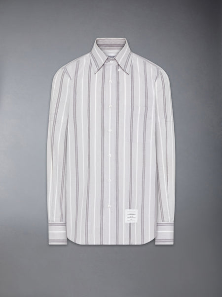 MADRAS COTTON REPP STRIPE ARMBAND SHIRT MED GREY