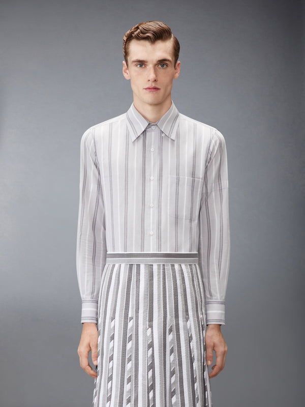 MADRAS COTTON REPP STRIPE ARMBAND SHIRT - image 1