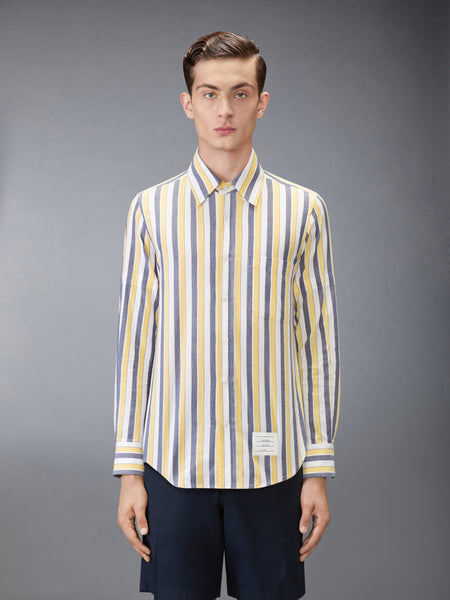 MADRAS COTTON REPP STRIPE ARMBAND SHIRT PALE YELLOW