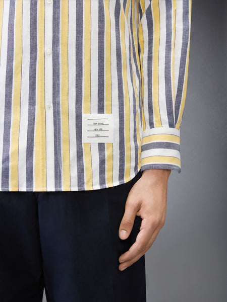 MADRAS COTTON REPP STRIPE ARMBAND SHIRT PALE YELLOW