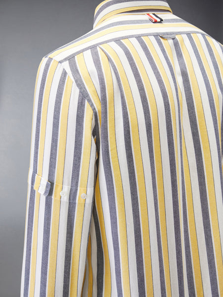 MADRAS COTTON REPP STRIPE ARMBAND SHIRT PALE YELLOW