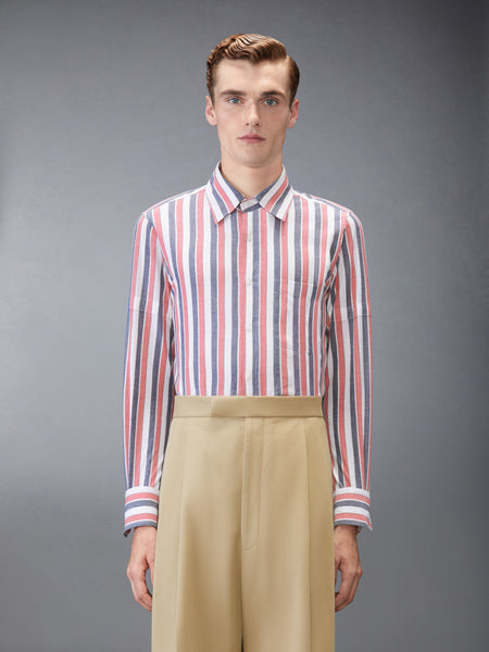 MADRAS COTTON REPP STRIPE ARMBAND SHIRT RWBWHT