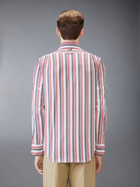 MADRAS COTTON REPP STRIPE ARMBAND SHIRT RWBWHT