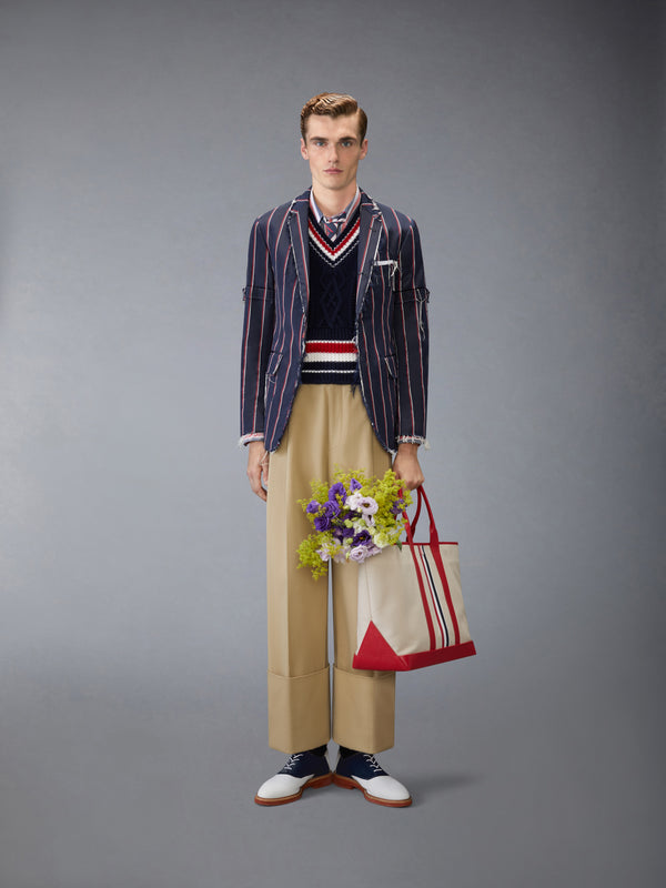 MADRAS COTTON REPP STRIPE ARMBAND SHIRT - image 4