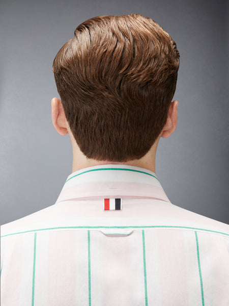 MADRAS COTTON CLASSIC STRIPE ARMBAND SHIRT LT PINK