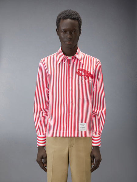 POPLIN UNIVERSITY STRIPE LOBSTER SHIRT RED