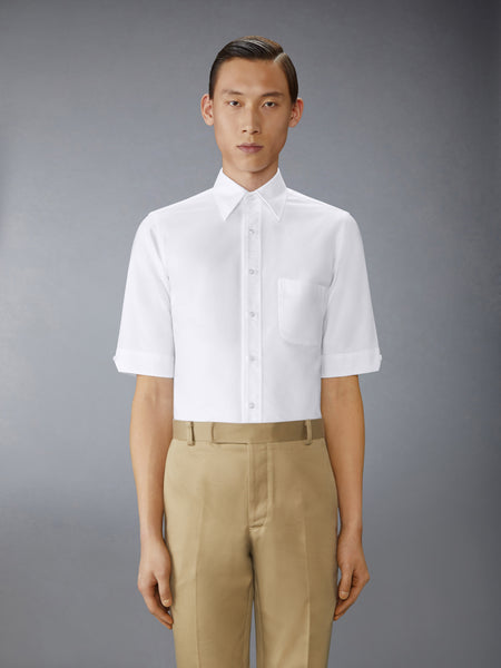 OXFORD GROSGRAIN PLACKET SHORT SLEEVE SHIRT WHITE