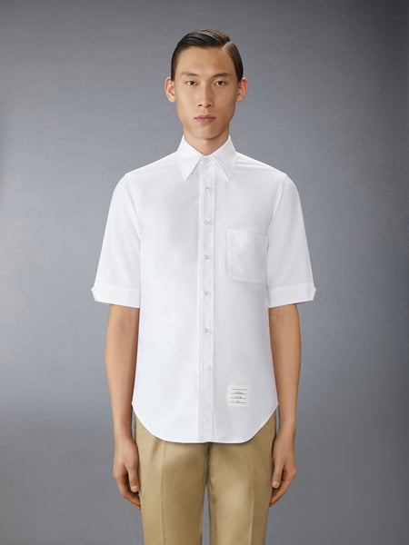 OXFORD GROSGRAIN PLACKET SHORT SLEEVE SHIRT WHITE