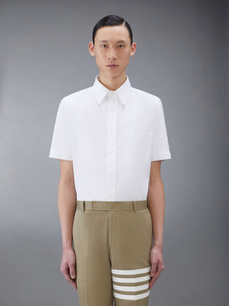 OXFORD SATIN WEAVE 4-BAR SHORT SLEEVE SHIRT WHITE