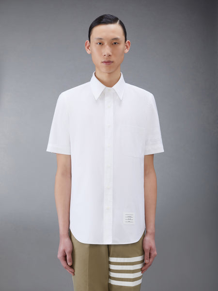 OXFORD SATIN WEAVE 4-BAR SHORT SLEEVE SHIRT WHITE