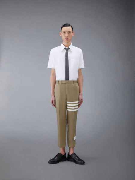OXFORD SATIN WEAVE 4-BAR SHORT SLEEVE SHIRT WHITE