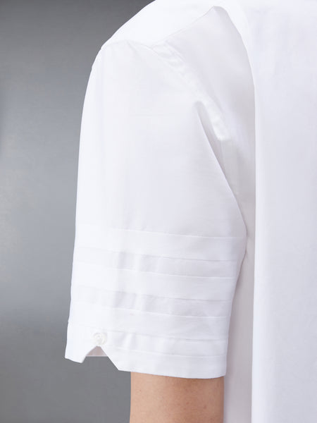 OXFORD SATIN WEAVE 4-BAR SHORT SLEEVE SHIRT WHITE