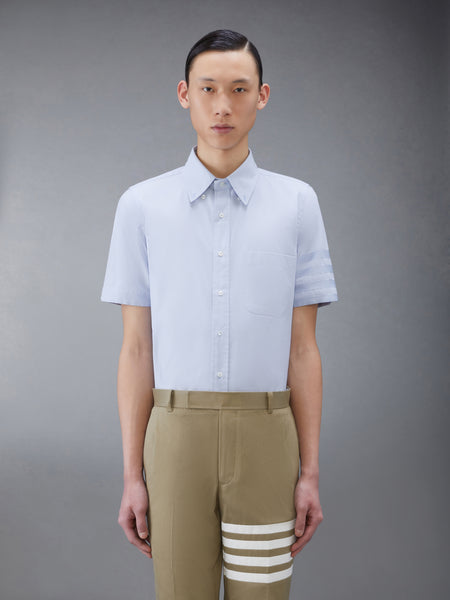 OXFORD SATIN WEAVE 4-BAR SHORT SLEEVE SHIRT LIGHT BLUE