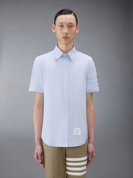 OXFORD SATIN WEAVE 4-BAR SHORT SLEEVE SHIRT LIGHT BLUE