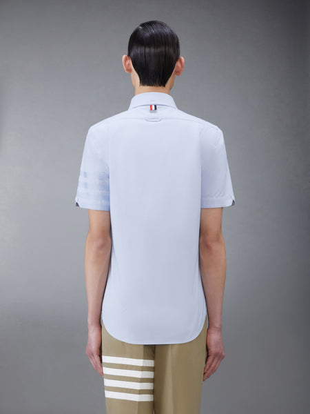 OXFORD SATIN WEAVE 4-BAR SHORT SLEEVE SHIRT LIGHT BLUE