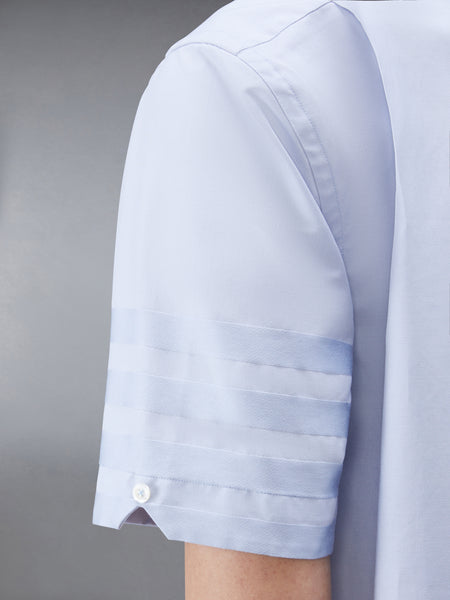 OXFORD SATIN WEAVE 4-BAR SHORT SLEEVE SHIRT LIGHT BLUE