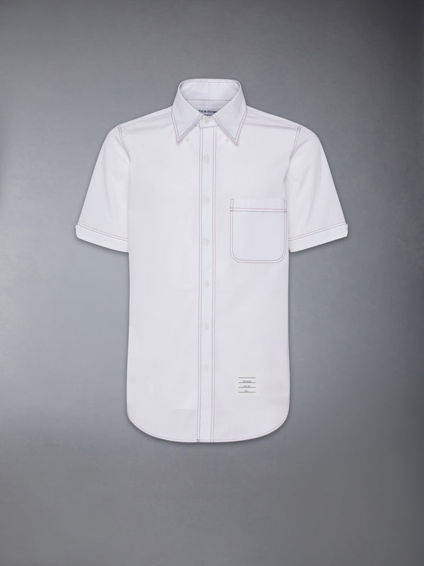 SOLID POPLIN CONTRAST TOPSTITCH SHORT SLEEVE SHIRT - featured image