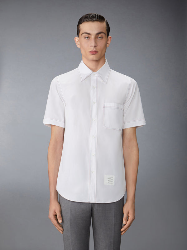 SOLID POPLIN CONTRAST TOPSTITCH SHORT SLEEVE SHIRT - image 2