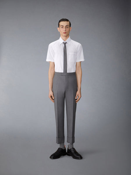 SOLID POPLIN CONTRAST TOPSTITCH SHORT SLEEVE SHIRT WHITE