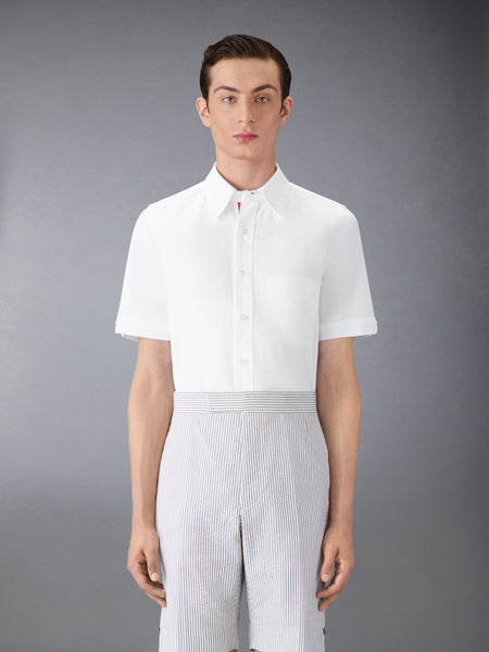 OXFORD GROSGRAIN PLACKET SHORT SLEEVE SHIRT WHITE