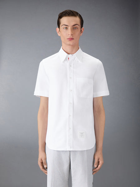 OXFORD GROSGRAIN PLACKET SHORT SLEEVE SHIRT WHITE