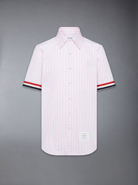 GINGHAM CHECK POPLIN SHORT SLEEVE SHIRT LIGHT PINK