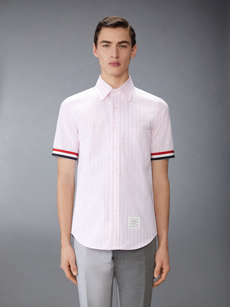 GINGHAM CHECK POPLIN SHORT SLEEVE SHIRT LIGHT PINK