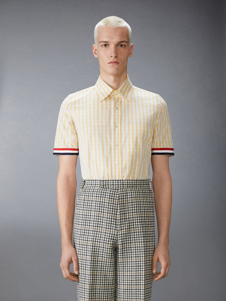 GINGHAM CHECK POPLIN SHORT SLEEVE SHIRT YELLOW
