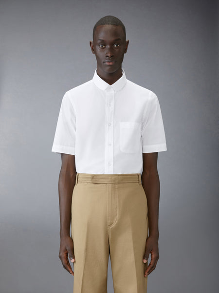 POPLIN ROUND COLLAR SHORT SLEEVE SHIRT WHITE