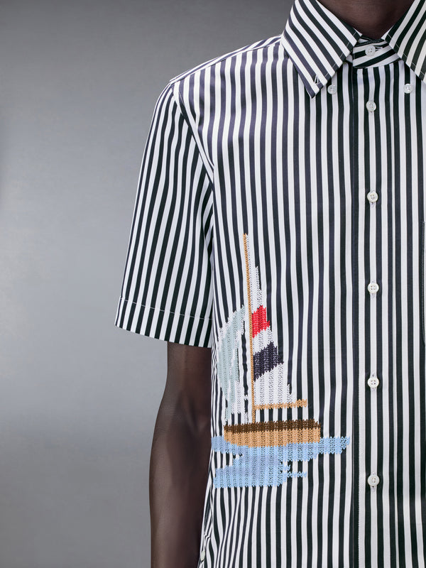 STRIPED SAILBOAT EMBROIDERY SHORT SLEEVE SHIRT - image 6