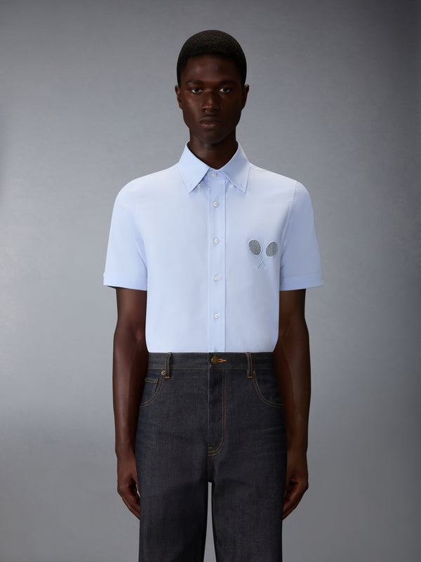 SOLID POPLIN TENNIS RACQUET EMBROIDERY SHORT SLEEVE SHIRT - image 1