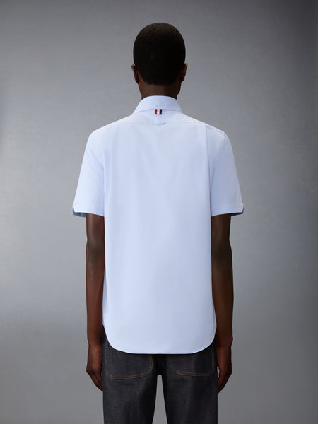 SOLID POPLIN TENNIS RACQUET EMBROIDERY SHORT SLEEVE SHIRT LIGHT BLUE