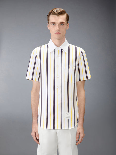 REPP STRIPE POPLIN SHORT SLEEVE SHIRT PALE YELLOW