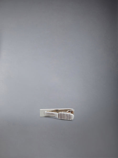 SILVER ENAMEL STRIPE SHORT TIE BAR RWBWHT