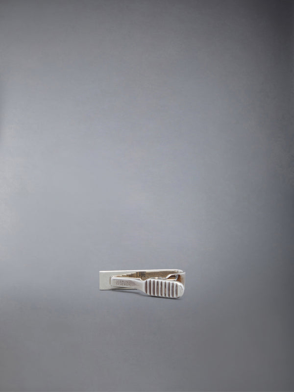 SILVER ENAMEL STRIPE SHORT TIE BAR - image 3