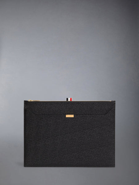 PEBBLE GRAIN LOCK MEDIUM DOCUMENT HOLDER BLACK