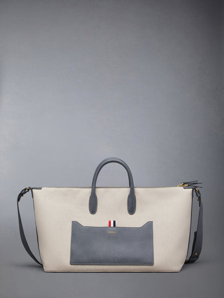 MEDIUM DUFFLE IN SALT AND PEPPER COTTON CANVAS NATURAL