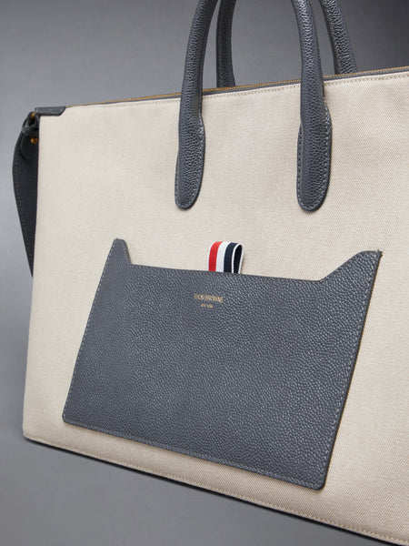MEDIUM DUFFLE IN SALT AND PEPPER COTTON CANVAS NATURAL