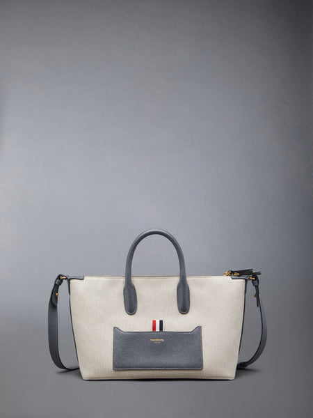 SMALL DUFFLE IN SALT AND PEPPER COTTON CANVAS NATURAL