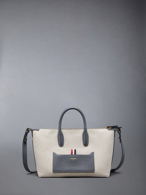 SMALL DUFFLE IN SALT AND PEPPER COTTON CANVAS - featured image
