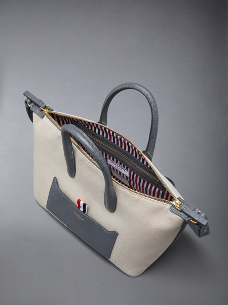 SMALL DUFFLE IN SALT AND PEPPER COTTON CANVAS NATURAL
