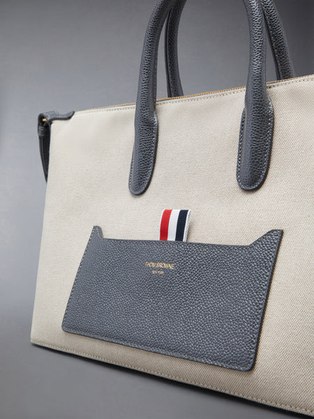 SMALL DUFFLE IN SALT AND PEPPER COTTON CANVAS NATURAL