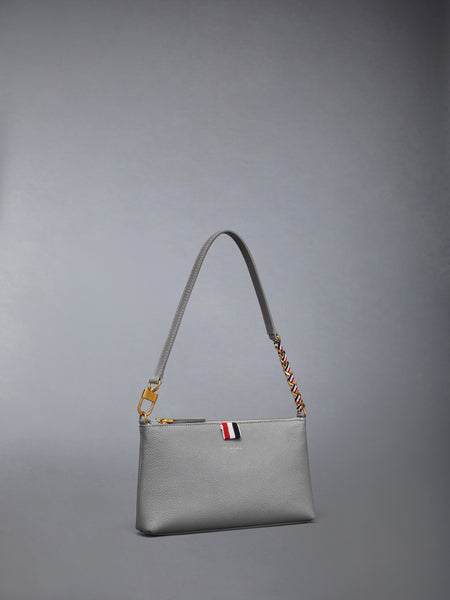 PEBBLE GRAIN ZIPPED MINI BAG LIGHT GREY
