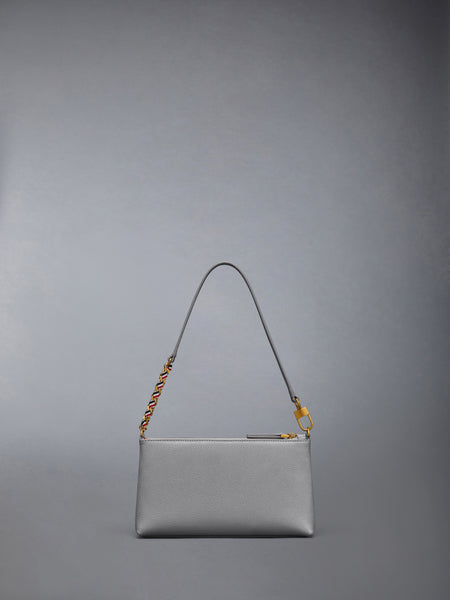 PEBBLE GRAIN ZIPPED MINI BAG LIGHT GREY