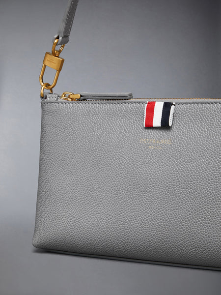 PEBBLE GRAIN ZIPPED MINI BAG LIGHT GREY