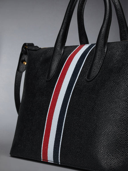 PEBBLE GRAIN SMALL DUFFLE BAG BLACK